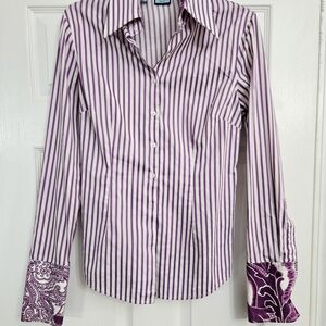 Chic Purple Striped Button Down Shirt